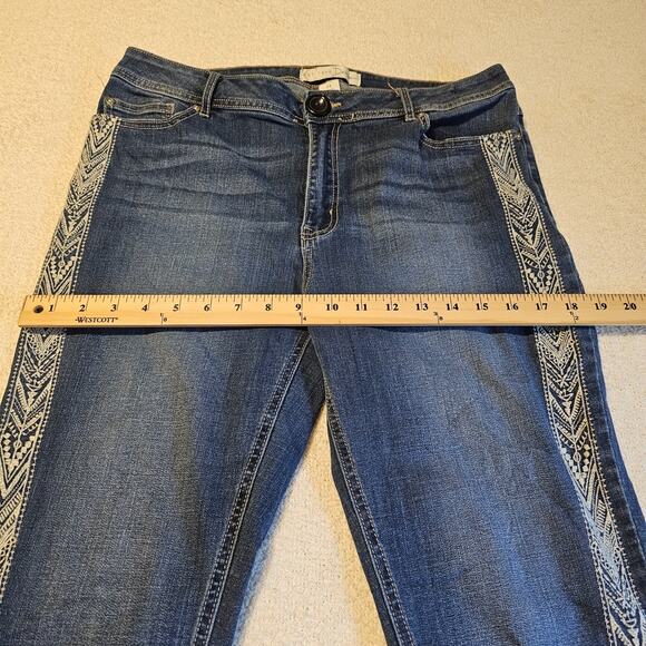 EST. 1946 Womens 14 Classic Fit Jeans Blue Embroidered Side Stripe Stretch Denim - Picture 7 of 11